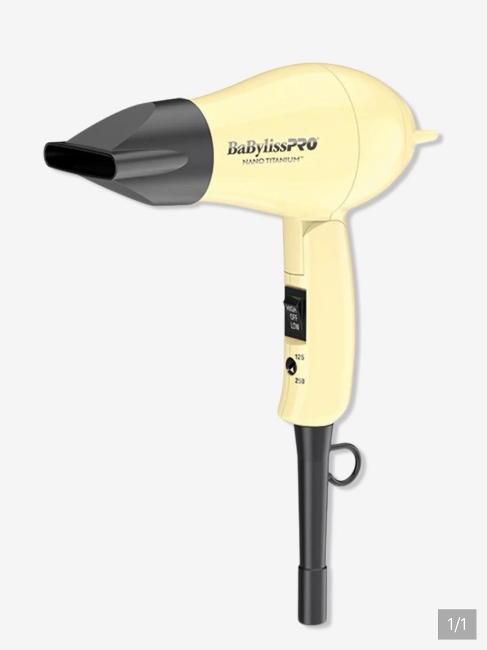 NIB BaByliss PRO Lemon Yellow Nano Titanium Folding Travel Hair Dryer